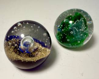 Art Glass Paperweight - Blue and Green - Dynasty Gallery, Heirloom Collectibles
