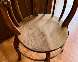 Antique Round Barrel Back Wood Chair