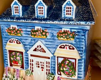 Ceramic Blue House Cookie Jar - Preferred Stock Kitchenware
