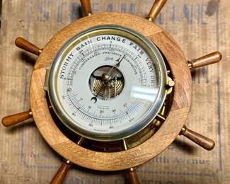 Ship Wheel Royal Mariner Compensated Precision Barometer and Thermometer, Wall-mounted - Schatz