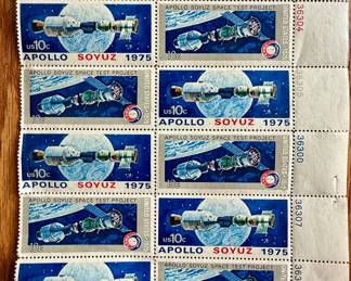 10 cent US Postage Stamps Commemorating the Apollo Soyuz Space Test Project, 1975