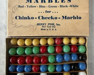 Vintage Set of 60 Solid Color Marbles used for Chink-Checko-Marblo (Chinese Checkers) - Berry Pink, Inc