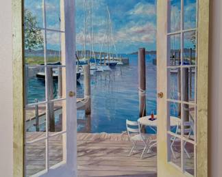 Framed "Dockside at the Marina" - Carol Saxe