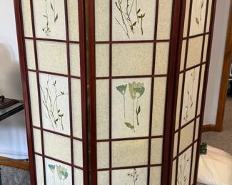 3 Panel Wood Room Divider - Floral Botanical Print