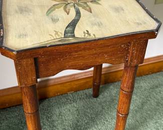 Painted Tree Wood Side Table