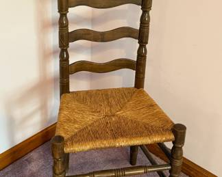 4 High Ladder Back Chair with Wicker Rush Seat
