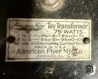Toy Transformer, 75 Watts - American Flyer Mfg Co