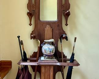 Ornate Carved Wood Hall Stand