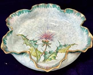 Thistle Porcelain Bowl - Majolica Saca Sesto Fiorentino - Italy