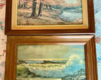 Framed Art - "October Morn" and "Surfside" - Robert Wood