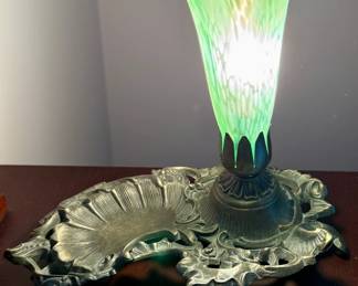 Vanity Desk Lamp with Green Pond Lily Shade