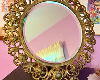 Gold Filigree Table Top / Vanity Mirror