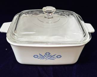 Vintage Lidded Blue Cornflower Dish - Corning Ware