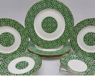 Coalport "Fretwork Shanghai Green" service for 4