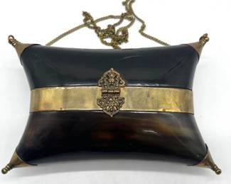 1930's brass and horn pillow purse