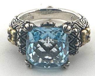 Barbara Bixby sterling, blue topaz 18kt ring