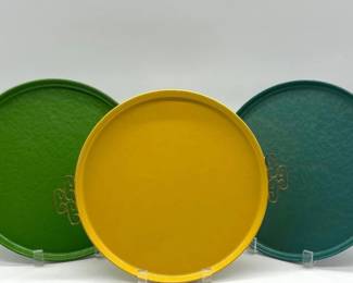 Trio of vintage Kyes Moire Glaze trays