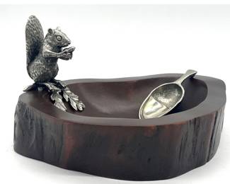 Charming resin and pewter nut bowl with acorn scoop