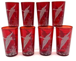 Vintage red tumblers (8)