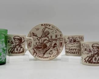 Assorted lot of Vintage Davy Crockett tableware