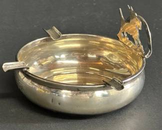 Lunt Sterling Scottie Dog ashtray with engraving