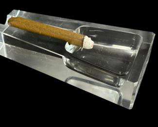 Dunhill crystal cigar ashtray with faux lit cigar