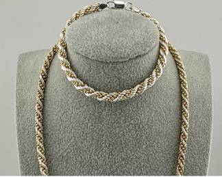 Italian 14kt, sterling necklace, bracelet