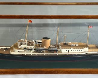 Britannia ship model encased in glass