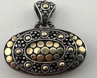 John Hardy sterling, 18kt large oval dot pendant