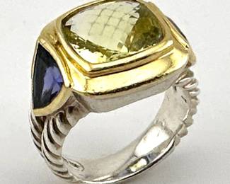 David Yurman 18kt, sterling citrine, iolite ring