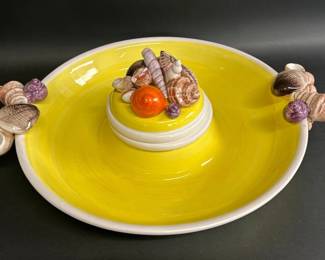 Ceramic shell chip and dip bowl