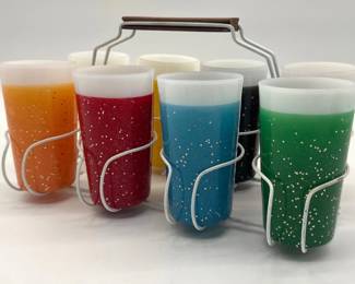 MCM Glamalite tumblers, caddy
