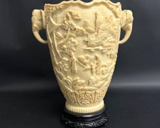 Italian resin carved Asian vase