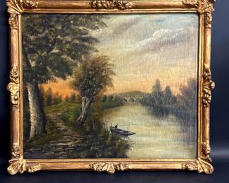 French oil on canvas landscape