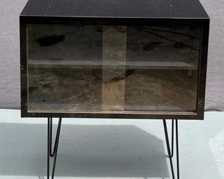 Danish Modern mid-century style media cabinet with sliding glass doors