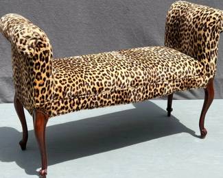 Cheetah print rolled arm settee