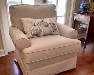 Off-White Upholstered Arm Chair