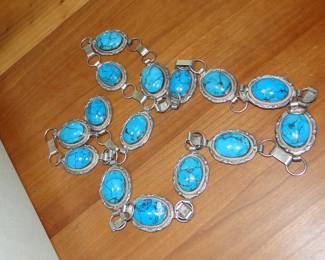 Turquoise and sterling silver belt