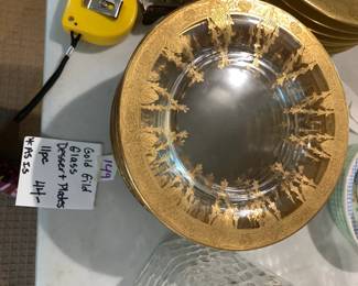 #149 Gold Gild Glass Dessert Plates - 12 pcs (as is gold) $44.00