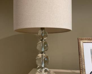 #169 Crystal Ball Lamp Clear Modern Design w/shade 24" $30.00