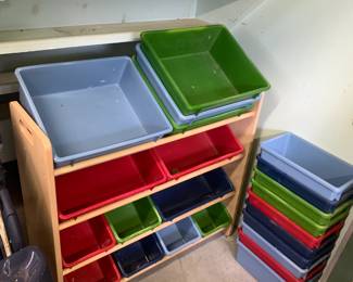 #89 Laminate 4 shelf Rack w/interchangeable Drawers - 35x14x29 $50.00
