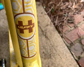 #105 Yellow Huffy Girls Bike w/back rack & Basket $75.00