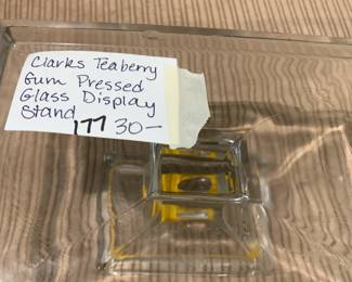 #177 Clarks Teaberry Gum Oressed Glass Display Stand $30.00
