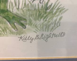 #54 Pair of Frog Lithographs Signed by Kelly B Rightsell $25.00