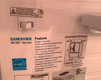 #181 Samsung freezer bottom ice in door stainless frig RF267 $800.00