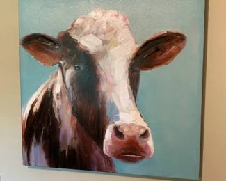 #36 Cow Picture on canvas - 32 square $30.00