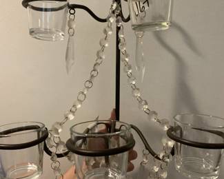 #166 Metal Hanging Fountain Stylee Glass Beaded Candlelabra w/5 candle holders $30.00
#167 Metal Hanging Fountain Stylee Glass Beaded Candlelabra w/5 candle holders $30.00