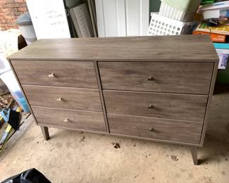 #62 Distressed Gray 6 Drawer Chest of Drawers - Laminate - 52x16x32 $30.00