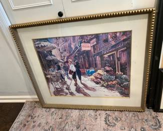 #41 Print of French Street/Bistro Scene - Framed - 40x35 $40.00