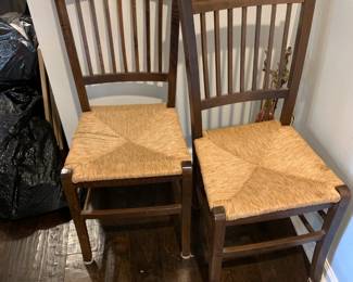 #40 Set of 3 Wood w/rushing seat Dining Chairs $60.00